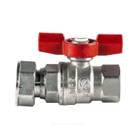 Кран шаровой латунь хром R752 Ду 15х20 Ру42 ВР/нак. гайка полнопроходной бабочка красная с накидной гайкой для счетчиков Giacomini R752X003