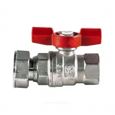 Кран шаровой латунь хром R752 Ду 15х20 Ру42 ВР/нак. гайка полнопроходной бабочка красная с накидной гайкой для счетчиков Giacomini R752X003