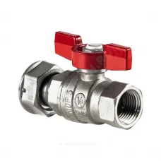 Кран шаровой латунь хром R752 Ду 15х20 Ру42 ВР/нак. гайка полнопроходной бабочка красная с накидной гайкой для счетчиков Giacomini R752X003