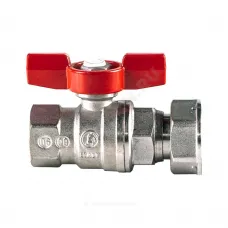 Кран шаровой латунь хром R752 Ду 15х20 Ру42 ВР/нак. гайка полнопроходной бабочка красная с накидной гайкой для счетчиков Giacomini R752X003
