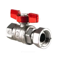 Кран шаровой латунь хром R752 Ду 15х20 Ру42 ВР/нак. гайка полнопроходной бабочка красная с накидной гайкой для счетчиков Giacomini R752X003