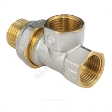 Тройник латунь никель Ду 15 (1/2") ВР/ВР/нак/гайка 9030 ГОСТ 32585-2013 Aquasfera 9030-01