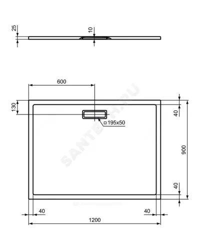 Поддон душевой акрил прямоугольный ULTRAFLAT NEW 1200х900х25 Ideal Standard T448301