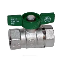 Кран шаровой латунь хром R251W Ду 25 Ру35 ВР бабочка зеленая Giacomini R251WX025