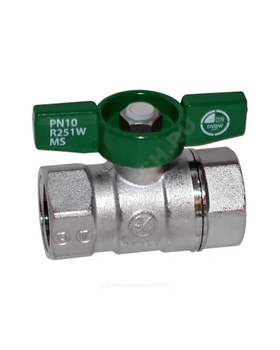 Кран шаровой латунь хром R251W Ду 20 Ру42 ВР бабочка зеленая Giacomini R251WX024