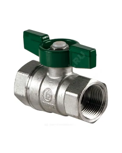 Кран шаровой латунь хром R251W Ду 20 Ру42 ВР бабочка зеленая Giacomini R251WX024