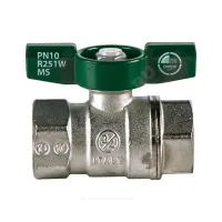 Кран шаровой латунь хром R251W Ду 25 Ру35 ВР бабочка зеленая Giacomini R251WX025