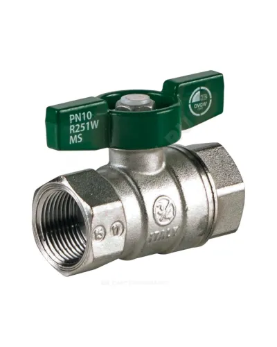 Кран шаровой латунь хром R251W Ду 20 Ру42 ВР бабочка зеленая Giacomini R251WX024