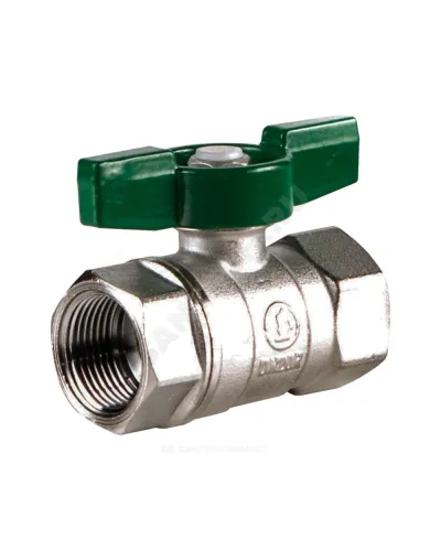 Кран шаровой латунь хром R251W Ду 20 Ру42 ВР бабочка зеленая Giacomini R251WX024
