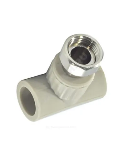 Тройник PP-R комбинированный серый Дн 25х1 с накидной гайкой VALFEX 10140125Г