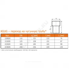Переход НПВХ на чугун коричневый Дн 110 б/нап б/манжеты KGUG Ostendorf 220820