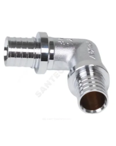 Угольник для PE-X труб аксиальный латунь хром Дн 25х90гр THERM S Рехау 12594493002