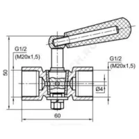 Кран для манометра 3-ходовой латунь Ду 15 Ру25 ВР G1/2"-М20х1,5 с рукояткой без фланца Росма 00000006782