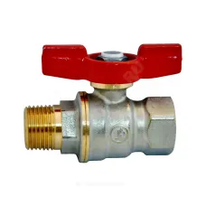 Кран шаровой DADO латунь никель R914 Ду 10 Ру42 ВР/НР полнопроходной бабочка красная Giacomini R914X022